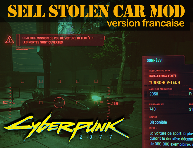 « Sell Stolen Car Mod » Cyberpunk 2077 en français